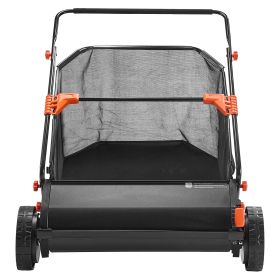 Push Lawn Sweeper, 30 in Leaf & Grass Collector with 12 cu. ft. Hopper Bag, Adjustable Brush Height & Spinning Brushes