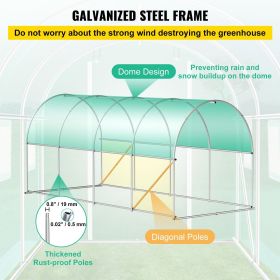 Walk-in Tunnel Greenhouse, 15 x 7 x 7 ft Portable Plant Hot House with Galvanized Steel Hoops, 1 Top Beam, Diagonal Poles