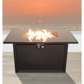 25" H x 42" W Steel Outdoor Fire Pit Table with Lid (Color: as Pic)
