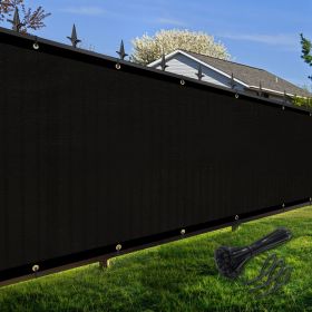 Artpuch Privacy Fence Screen Black Customized Outdoor Mesh Panels for Backyard, Balcony,Patio,Construction Site with Zip Ties (Color: BLACK, size: 5x127 ft)